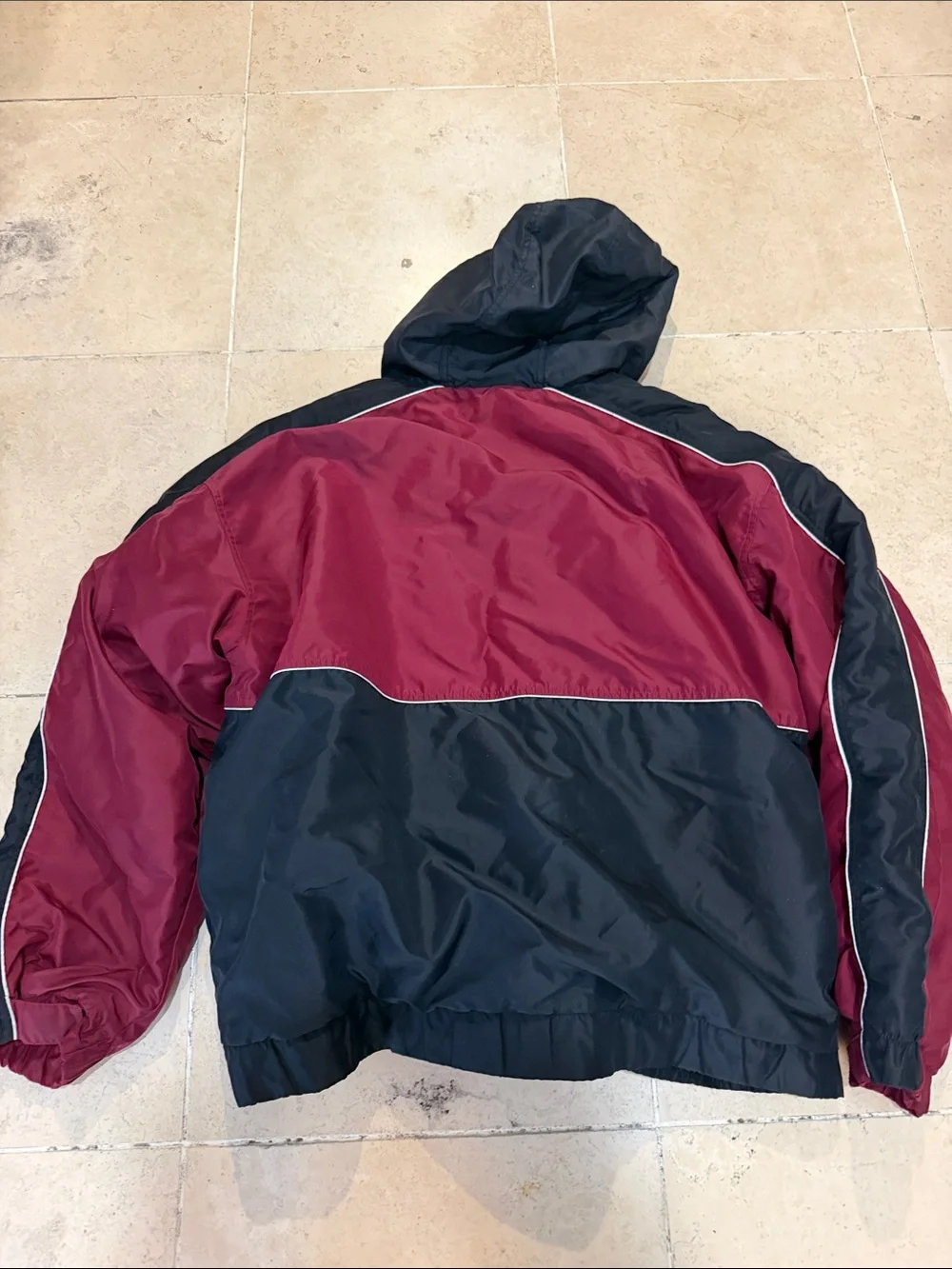 Vintage Nike Men’s Hooded Colorblock Windbreaker Jacket - Maroon & Black